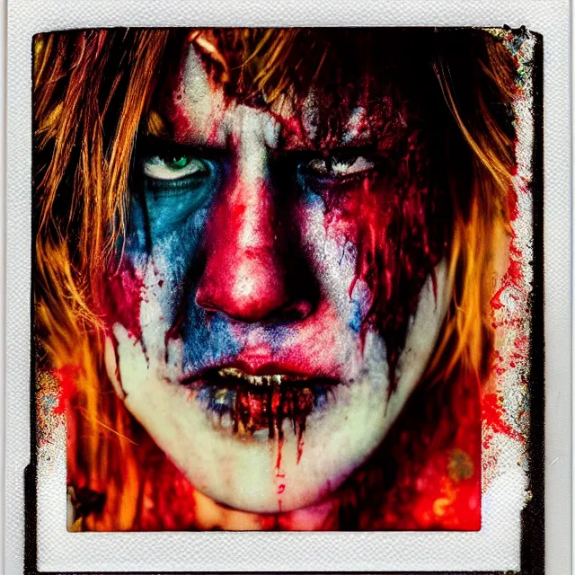 Prompt: the chaos king, bleeding colors, big budget movie scene, horror reality, award winning photograph, cinematic lighting, realistic!, hyperrealism, realistic refine flavor, real polaroid picture