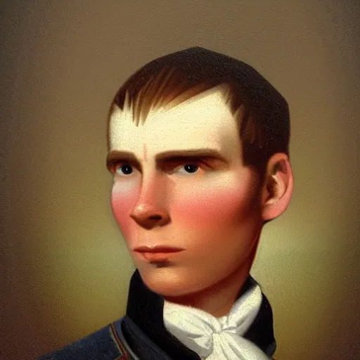 Image similar to An early 1800s oil painting of Jerma985 in the early 1800s, grainy, realistic, very realistic, hyperrealistic, highly detailed, very detailed, extremely detailed, very neat, very epic, very cool, detailed, trending on artstation