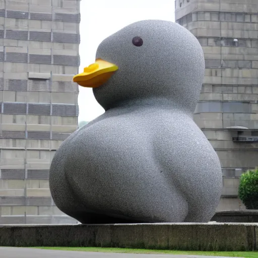 Image similar to giant statue of a rubber ducky in the brutalist style