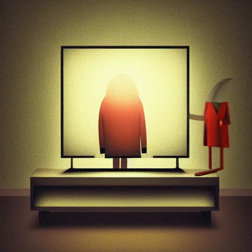 Image similar to TV Headed man, artstation, moody, dark, trending