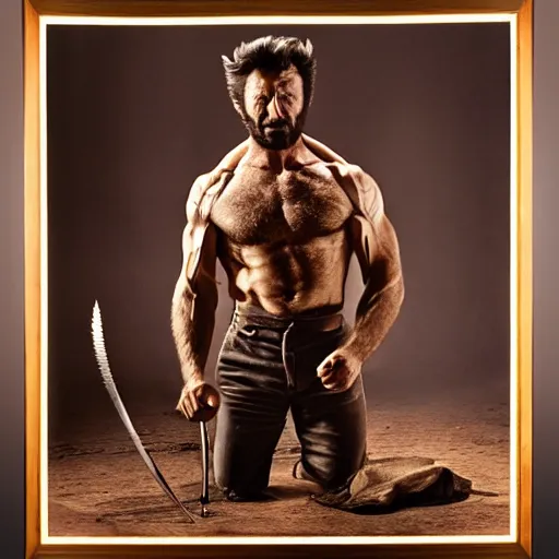 Image similar to the wolverine, butcher, full body shot by yousuf karsh, golden hour, realistic, body shot, sharp focus, 8 k high definition, insanely detailed, intricate, elegant