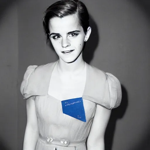 Image similar to emma watson, flight attendant, award winning, kodak ektachrome expired blue tint,