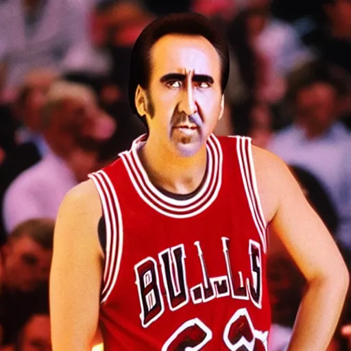 Image similar to Nicolas Cage as a member of the Chicago Bulls