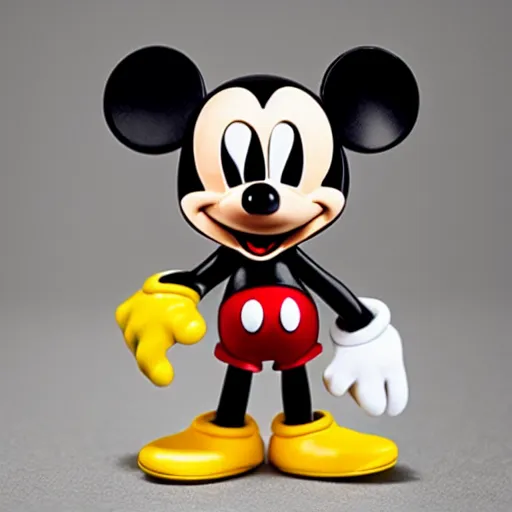 Prompt: mickey mouse stop motion vinyl action figure, plastic, toy