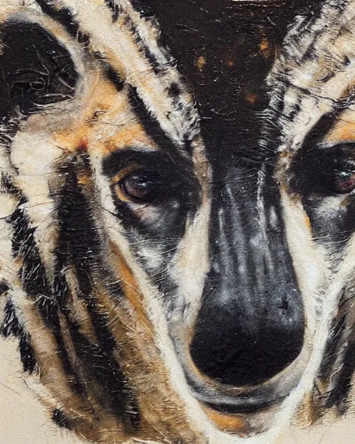 Image similar to striped hyena closeup art by guy denning,