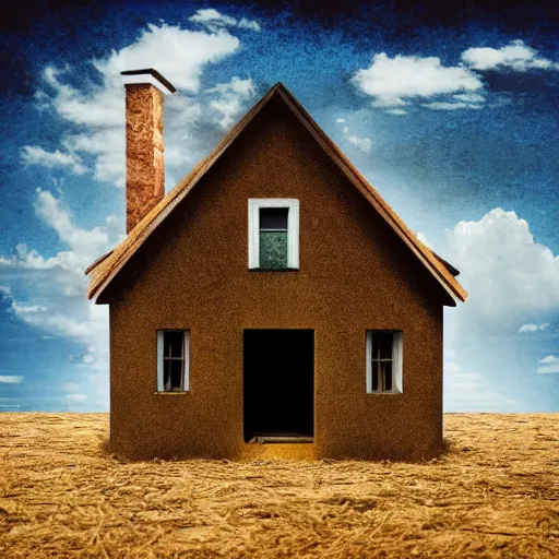 Image similar to a house in nowhere, surrealism