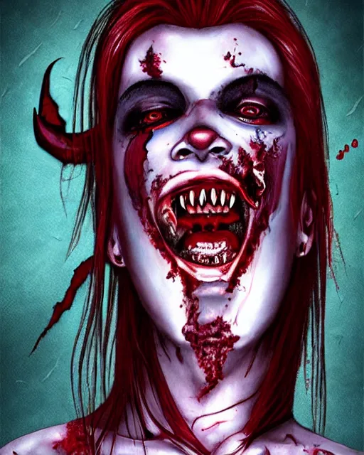 Image similar to beautiful namibian androgynous demonic vampire girl, hyperrealistic, bloodstains