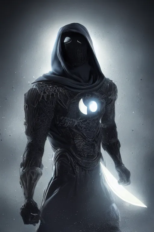 Image similar to hyperrealistic photography of Moon Knight mixed with Ghostrider style of Hossein Diba, full-shot, merged character, 4k, highly detailed, cinematic lighting, photorealistic, 3d render, award winning render, unreal engine, masterpiece, octane render, sharp focus, studio lighting, 8k, hd