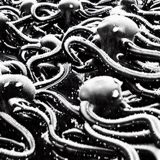 Image similar to “a swarm of black tentacles underwater, underwater nature photography, anime style, deep water, abyss, horror”