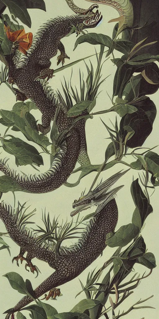 Prompt: field guide illustration painting of a dragon by john audubon and david allen sibley, detailed art, white background