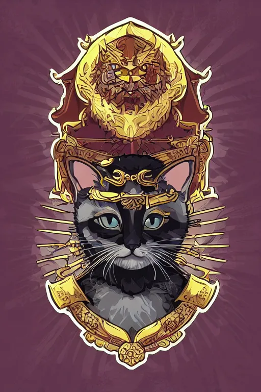 Image similar to A portrait of a kitten as evil warlord general, sticker, Anthropomorphized, portrait, highly detailed, colorful, illustration, smooth and clean vector curves, no jagged lines, vector art, smooth