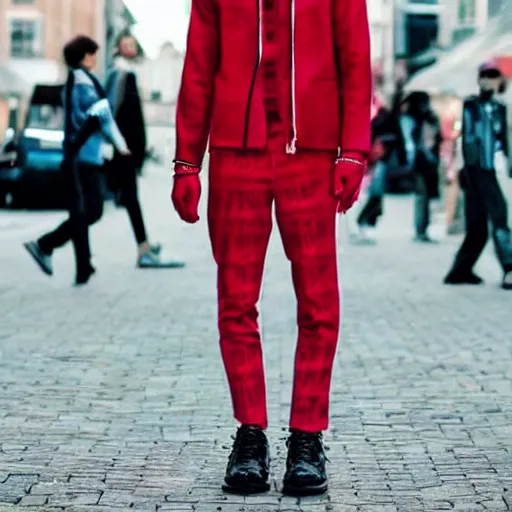 Image similar to futuristic menswear street fashion