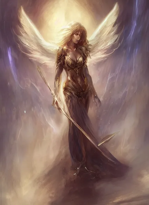 Prompt: concept art, angel knight girl. by artstation trending, by joseph mallord william turner, luis royo, konstantin razumov, cinematic lighting, fractal flame, highly detailed