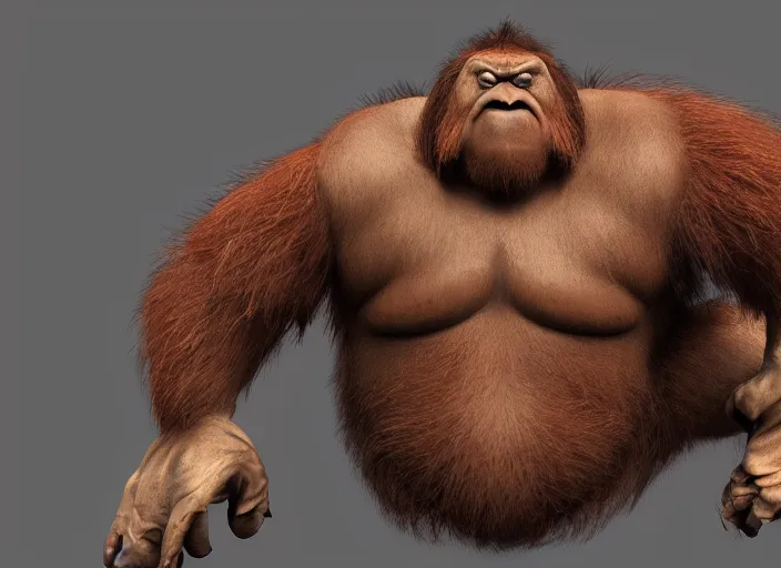 Prompt: extremely scary angry tough rough looking sumo orangutan. japanese warrior character, scary, gruffness, interesting 3 d character concept by square enix, in the style of league of legends, hyper detailed, cinematic, final fantasy, character concept, ray tracing, fur details, maya, c 4 d, artstation