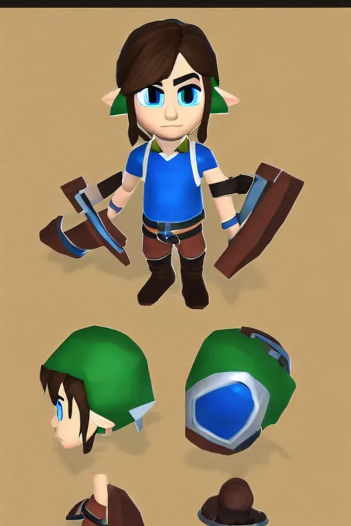 Image similar to an in game portrait of link, mii art style.