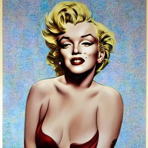 Image similar to portrait of Marilyn Monroe in the seven year itch, painted by Trevor brown