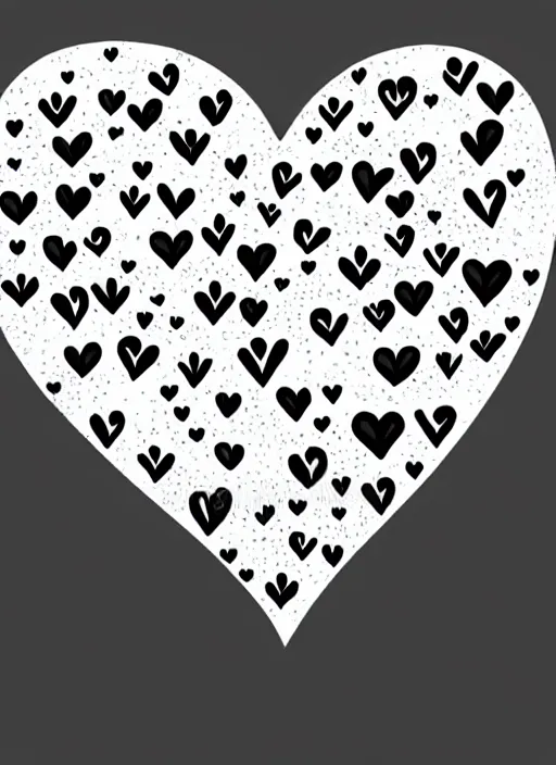 Image similar to a black and white graphic of a heart made up of smaller hearts outline vector illustration