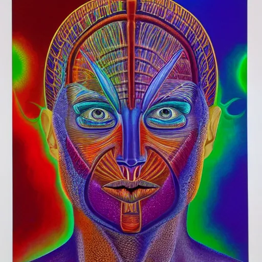 Image similar to artwork by alex grey