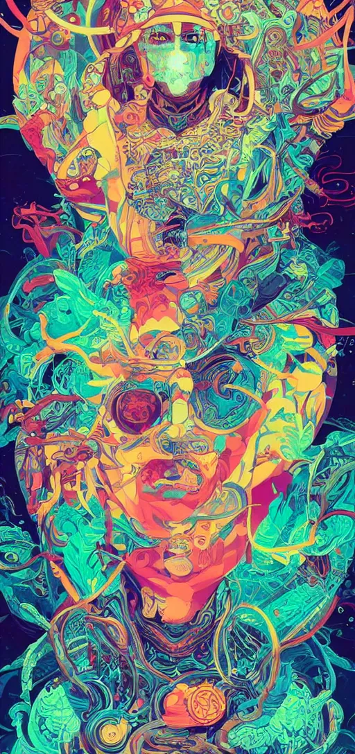 Image similar to tristan eaton, victo ngai, peter mohrbacher, artgerm portrait of a global consciousness. psychedelic. neon colors