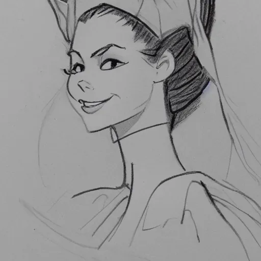 Image similar to milt kahl sketch of victoria justice as princess padme from star wars episode 3