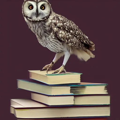 Prompt: long shot of a cute friendly owl sitting on a pile of books, by naoto hatori, by yoshita amano, by esao andrews, product photography, hyperrealistic, big depth of field, fresh colors, 3 d octane render conceptart, 4 k, highly detailed, trending on artstation