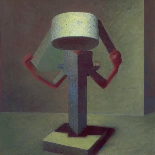 Prompt: an impasto painting by shaun tan of an abstract sculpture by the caretaker ( 1 8 9 9 )