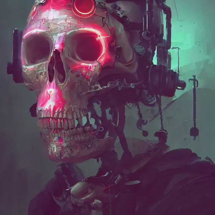 Prompt: a beautiful painting of a cyberpunk skull by sergey kolesov and pascal blanche and greg rutkowski and sachin teng. in style of digital art. colorful comic, symmetry, hyper detailed. octane render. trending on artstation