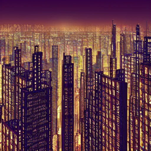 Prompt: seamless forest of high buildings, with neon night spots, black moons, postcyberpunk, telephoto, photorealistic, high details, 8 k, by andrew tarkovsky