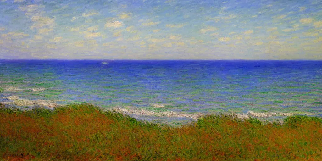 Prompt: a beautiful mexican coast, painted by claude monet