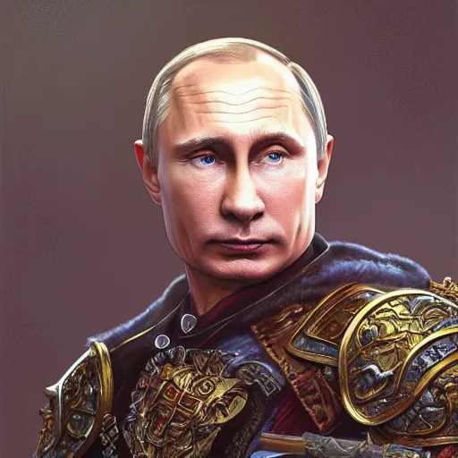 Prompt: Vladimir Putin as a fantasy D&D character, portrait art by Donato Giancola and James Gurney, digital art, trending on artstation