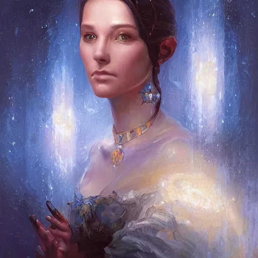 Image similar to portrait of a nervian woman ( 3 5 ) from the the netherlands, an oil painting by ross tran and thomas kincade