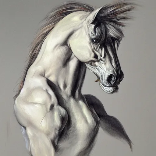 Image similar to creature concept of a horse human chimera by jenny saville