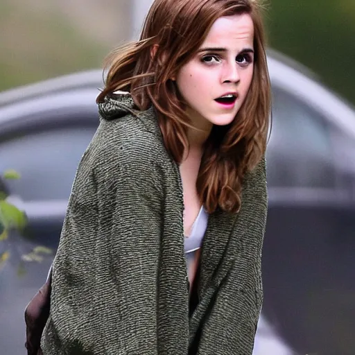 Image similar to angry angry emma watson hanging from and entangled in vines