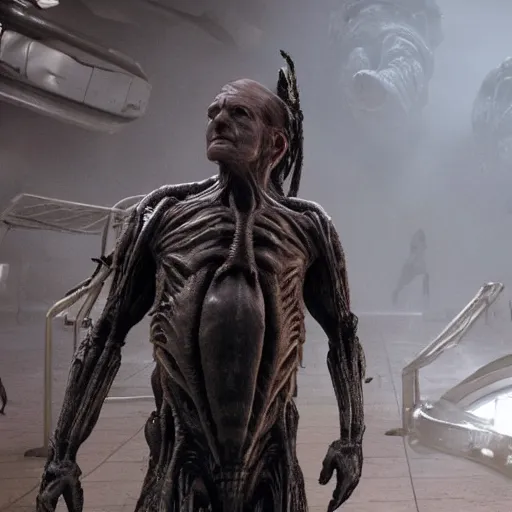 Prompt: film still of saul goodman in aliens, unreal engine, uhd, by ridley scott and h r giger, very detailed, realistic