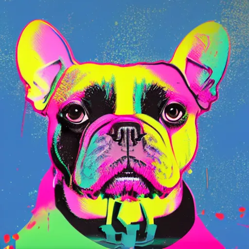 illustration of cyberpunk french bulldog in vr helmet, | Stable ...