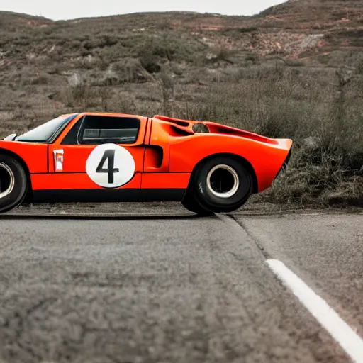 Image similar to a trophy truck mixed with a 1 9 6 6 ford gt 4 0, professional photography, wide angle