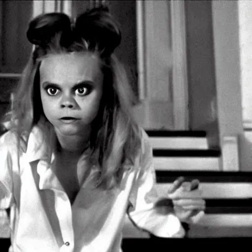 Prompt: portrait of cara delevinge as a gremlin still from movie 1 9 8 4