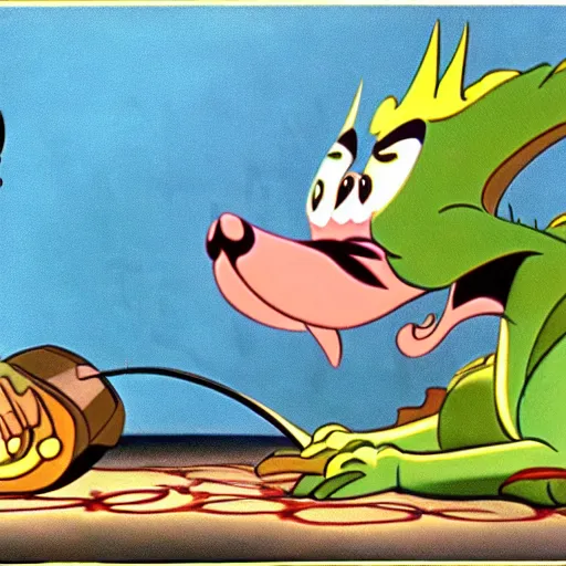 Prompt: a film still from the cartoon the lazy dragon ( 1 9 5 1 ) directed by walt disney