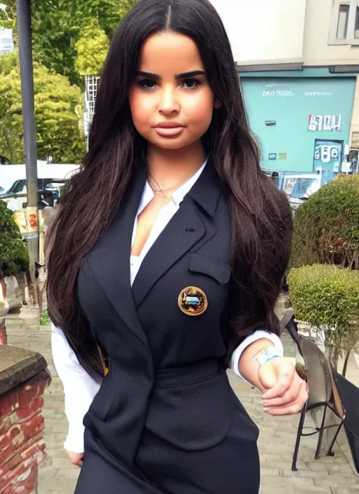 Image similar to Instagram photo of Demi Rose wearing school uniform, 4K HD, detailed face