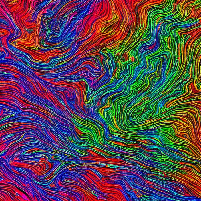 Image similar to melted crayons, ray tracing, psychedelic, intricate, very complex, textured, photography