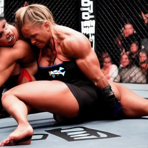 Image similar to transgender muscular woman beating up woman in ufc