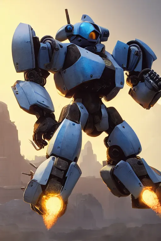 Image similar to mechwarrior 5 : mercenaries mech megaman transformer robot boss tank engine game octane render, 4 k, hd 2 0 2 2 3 d cgi rtx hdr style chrome reflexion glow fanart, global illumination ray tracing hdr fanart arstation by ian pesty by jesper ejsing pixar and disney unreal zbrush central hardmesh