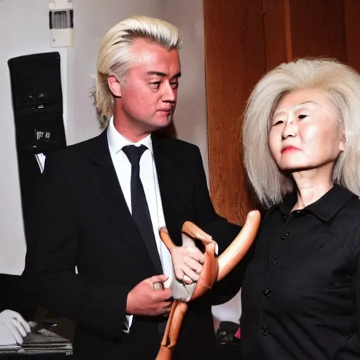 Image similar to geert wilders and yoko ono jamming out