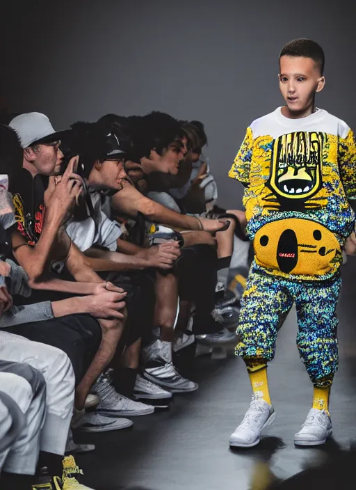 Prompt: hyperrealistic and heavy detailed air jordan runway show of bart simpson, leica sl 2 5 0 mm, vivid color, high quality, high textured, real life