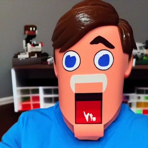 Prompt: mr. beast from youtube, is a lego character