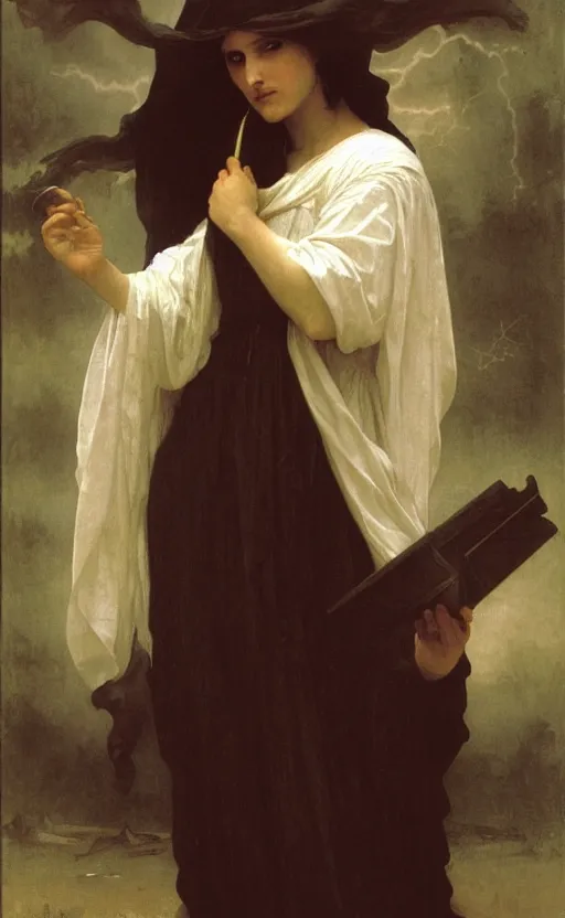 Prompt: portrait storm ghost warlock, bouguereau