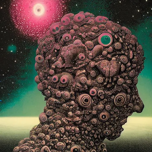Prompt: Liminal space in outer space by Dan Hillier, colorized