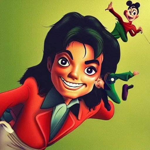 Image similar to “ Michael Jackson as Peter Pan, Disney animation”