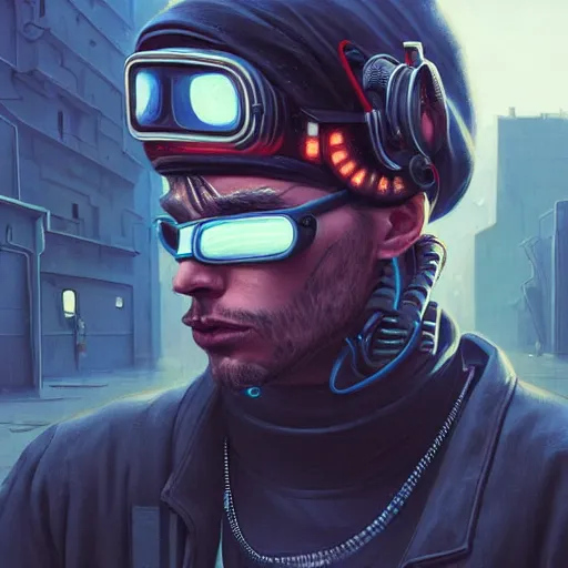 Image similar to A portrait of a cyberpunk thug on the street of a Soviet city on the moon, Norilsk, sci-fi, fantasy, intricate, very very beautiful, elegant, highly detailed, digital painting, artstation, concept art, smooth, sharp focus, illustration, art by artgerm and greg rutkowski and alphonse mucha