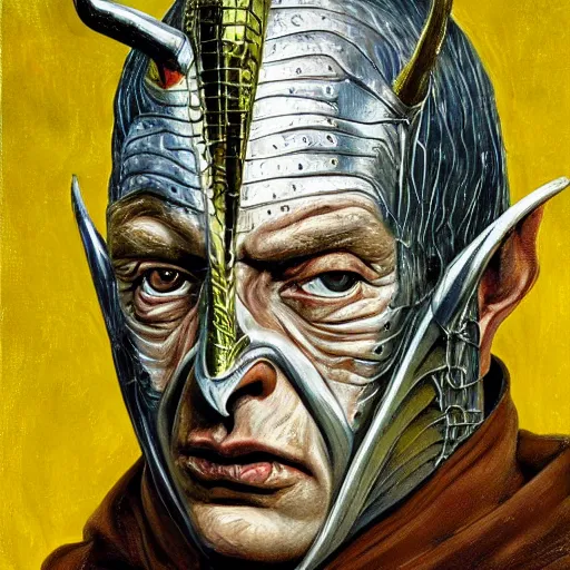 Image similar to high quality high detail painting by lucian freud, hd, sauron from lord of the rings